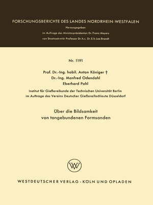 cover image of Über die Bildsamkeit von tongebundenen Formsanden